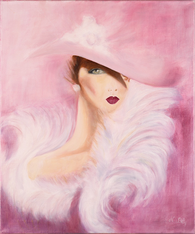 Coquette 50x60 Huile sur toile de lin par Ambre B