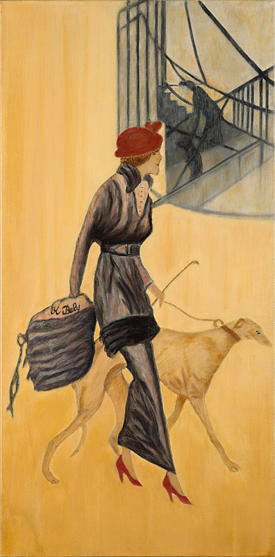 Le miroir de coco 40x80 Huile sur toile de lin Collection privée par Ambre B