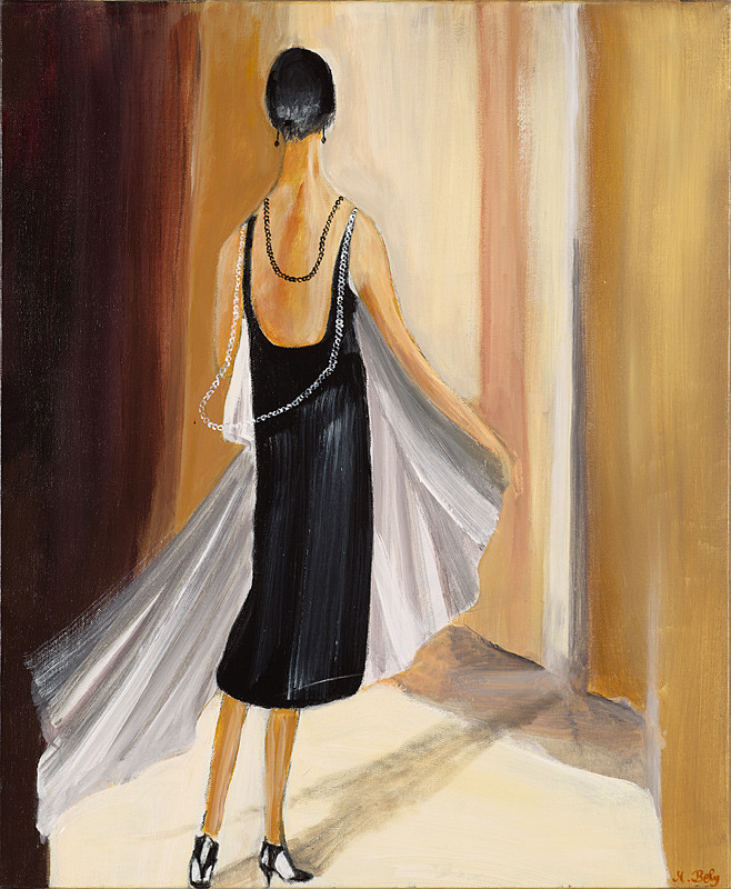 L'élégante 50x61 Acrylique sur toile de lin Collection privée par Ambre B