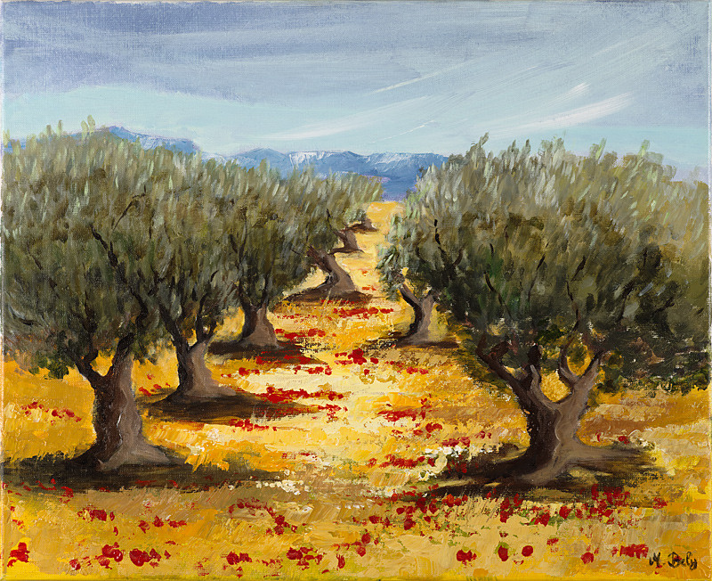 Les oliviers 50x61 Acrylique sur toile de lin par Ambre B