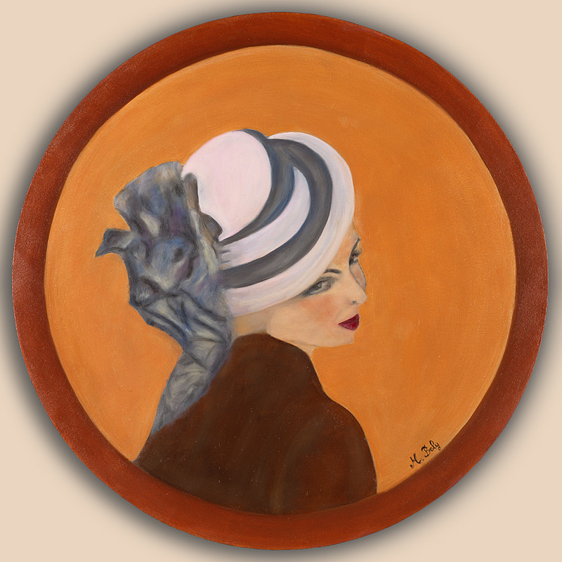 L'oeil doux 50x50 Huile sur toile de lin Collection privée par Ambre B