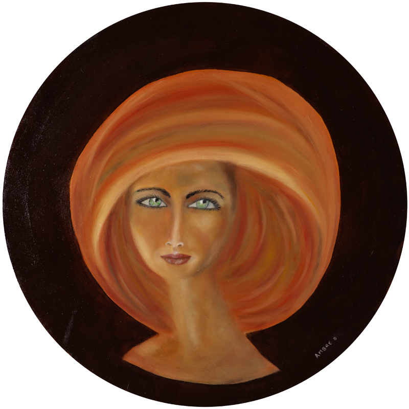 Micha 50cm Rond Huile sur toile de lin par Ambre B