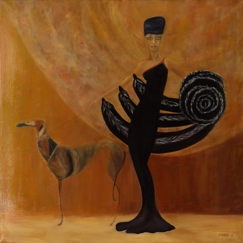 Sur le devant de la scène 90x90 Huile sur toile de lin Collection privée par Ambre B